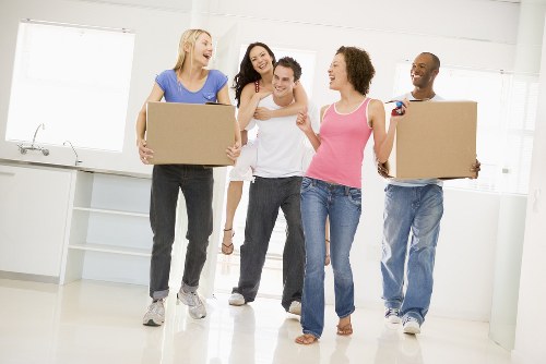 Richmond office relocation preparation with labelled boxes and workstations