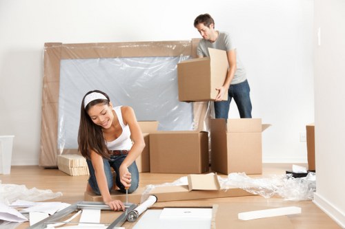 Local moving team handling household items and appliances