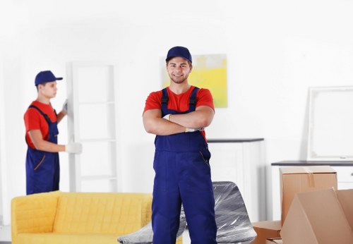 Furniture removal team planning a move in Richmond suburb street