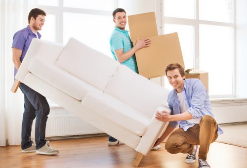 Packed boxes and furniture prepared for a Richmond apartment removal