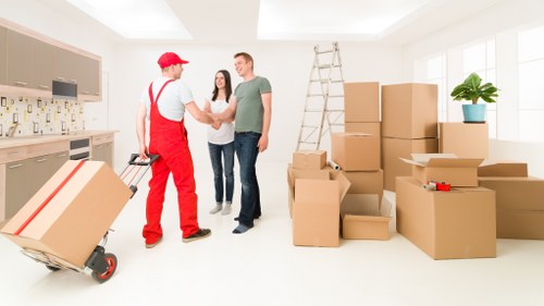 Furniture and boxes prepared for a house move in Richmond