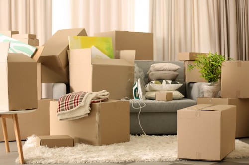 Professional moving team following health and safety procedures during transport