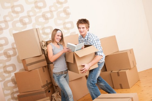 Packed furniture and moving equipment ready for transport in Richmond