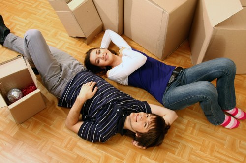 Packed boxes and furniture ready for transport in Richmond