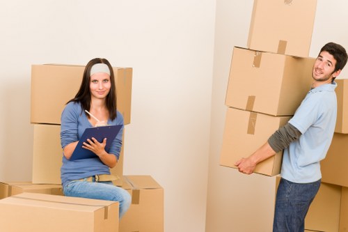 A professional office removals team moving workplace items in Richmond